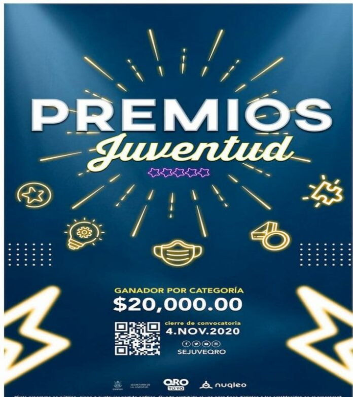 Invita Sejuve a participar en Premios Juventud 2020 en Querétaro