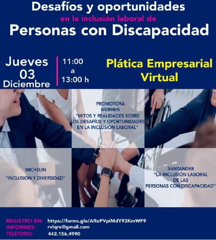 Empresarios de Querétaro darán plática de inclusión laboral
