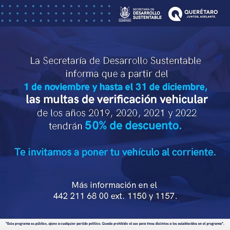 SEDESU condona 50% en multas de verificación