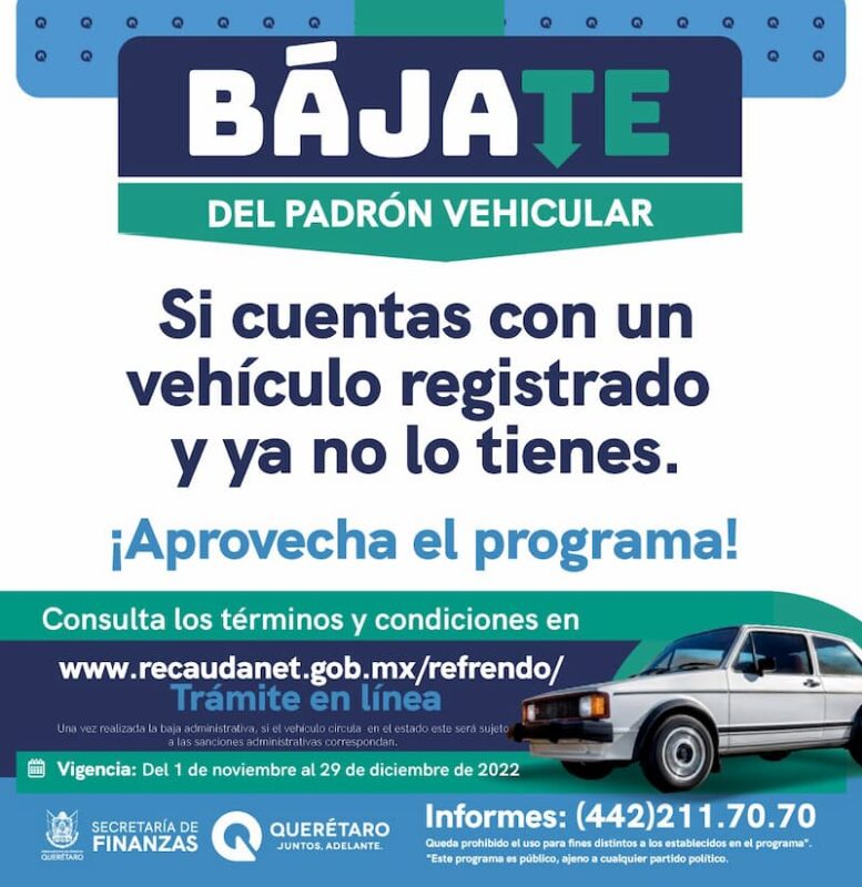 Secretaría de Finanzas pone en marcha el programa Bájate del Padrón Vehicular